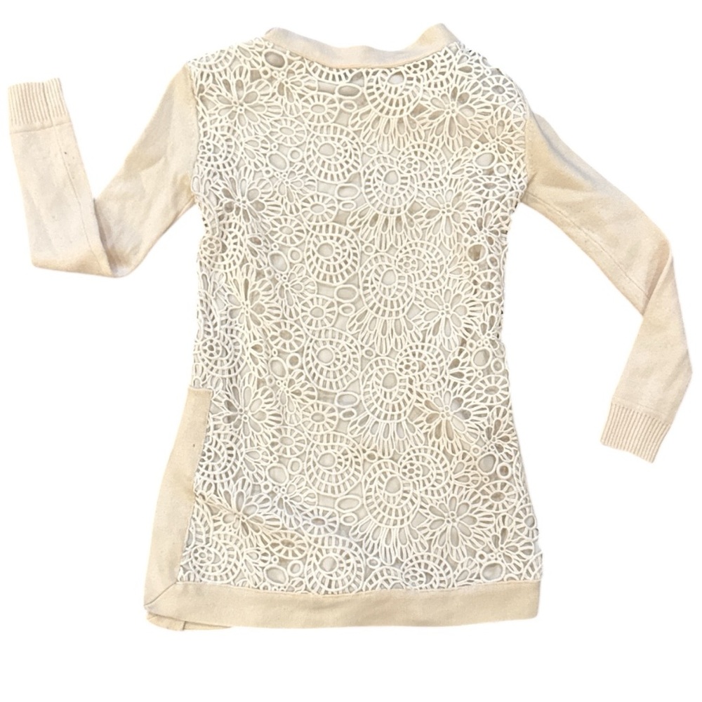 Lela Rose Cream Crew Neck light Sweater Sz S excellent condition fast shipping